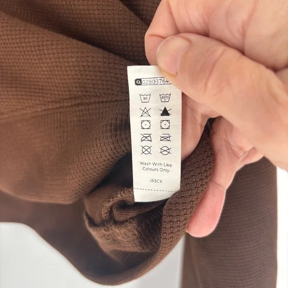 Halara‎ Y2K Cropped Zip Hoodie Brown Waffle Knit Athleisure Jacket Size XL - Picture 6 of 6